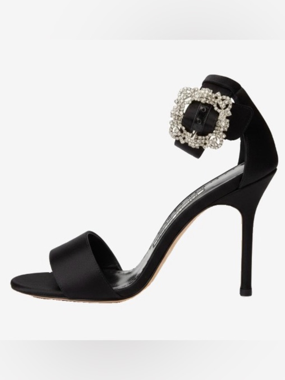🛍️ Manolo Blahnik Authentic Crystal Buckle Black Satin Heels